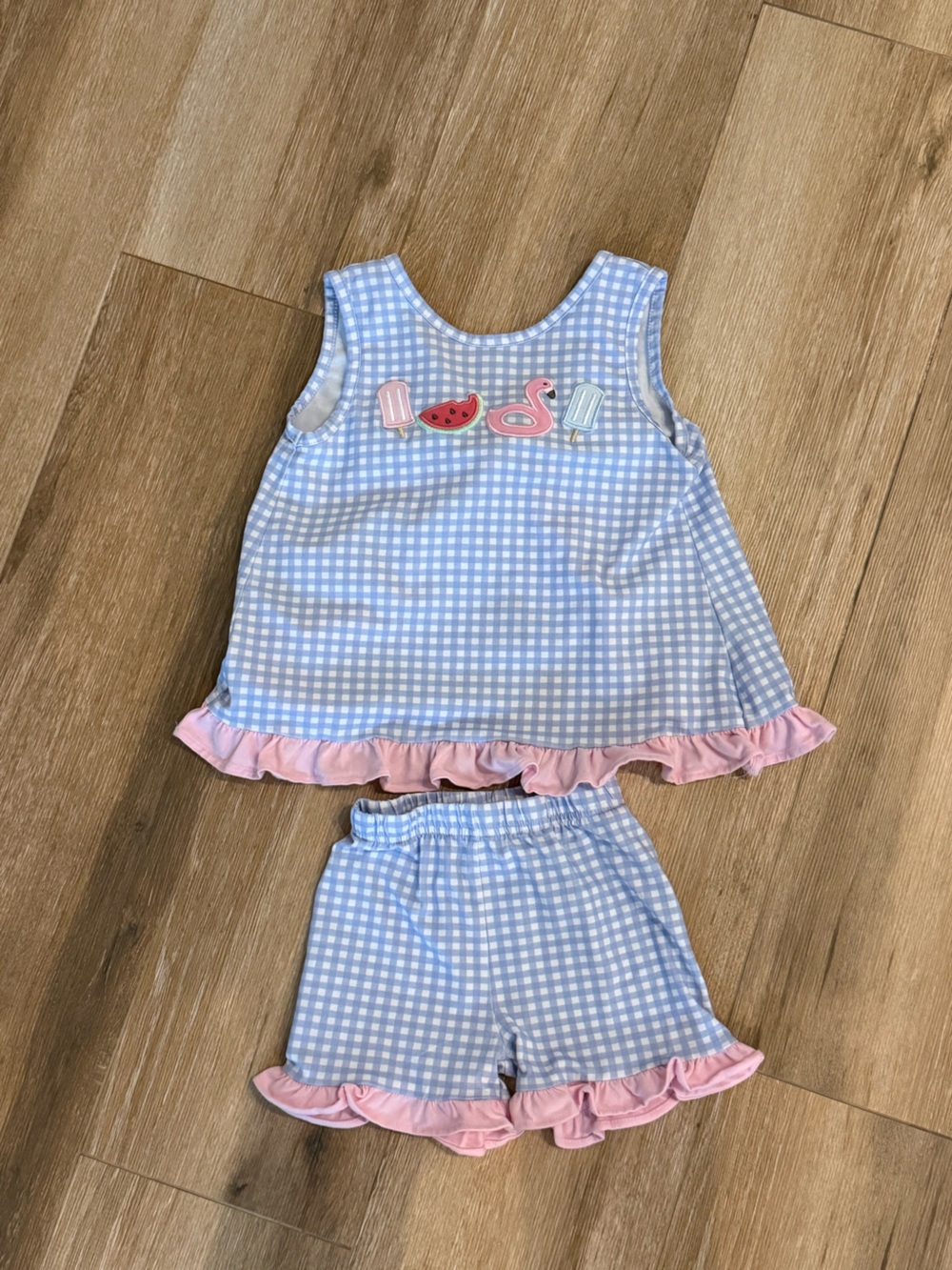 Stitchy Fish Gingham Appliqué Outfit